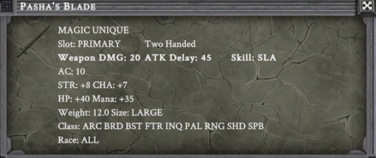 PASHA'S BLADE item card
